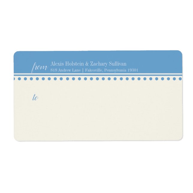 Caroline Mailing Label, Powder Blue Fraktsedel (Framsidan)