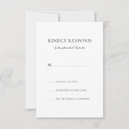 Caroline Simple Black Calligraphy Classic Bröllop OSA Kort