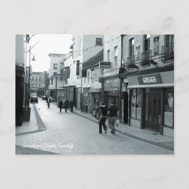 Caroline Street, Cardiff. Vykort (Framsida)