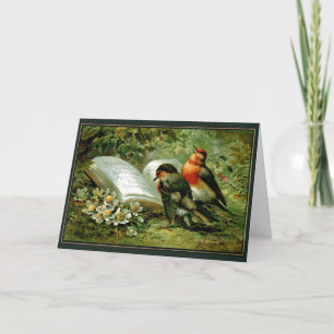 Caroling Birds med Victorian-julkort Kort