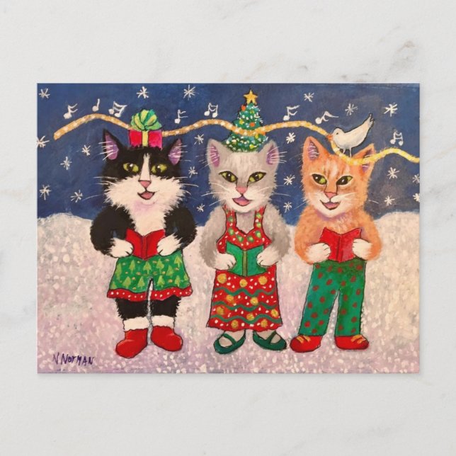 Caroling Cats Vykort (Framsida)