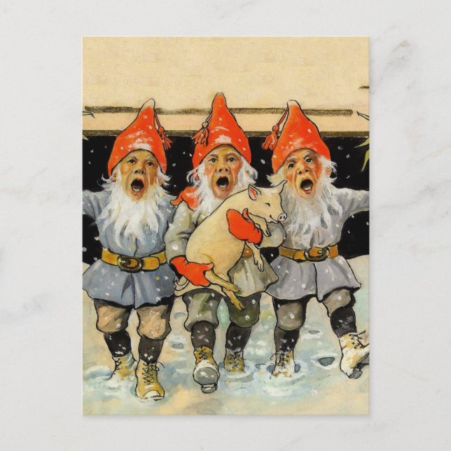 "Caroling Gnomes" av Jenny Nystrom Vykort (Framsida)