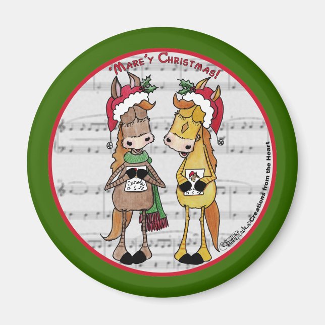 Caroling Horses- "Mare'y jul" Magnet (Framsidan)