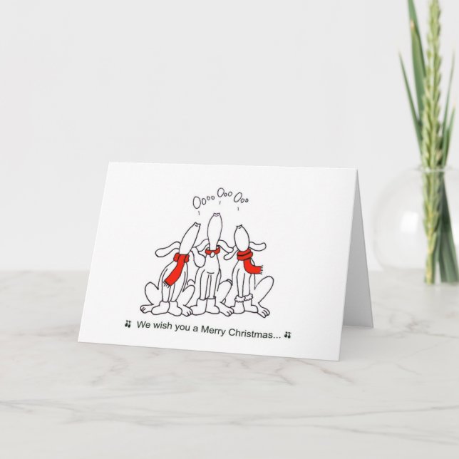 caroling-hund-jul-kort helgkort (Framsida)
