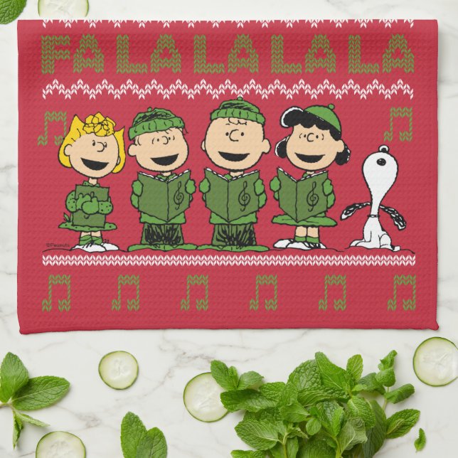Caroling jul Sweater Graphic Kökshandduk (Vikta)