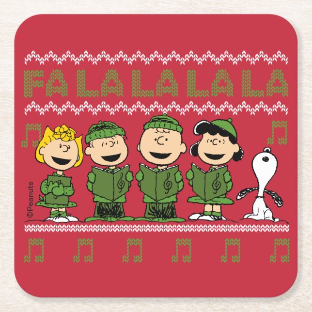 Caroling jul Sweater Graphic Underlägg Papper Kvadrat (Framsidan)
