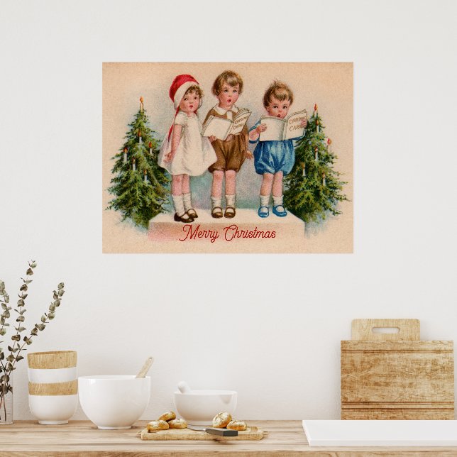 Caroling Kids God jul Poster (Kök)