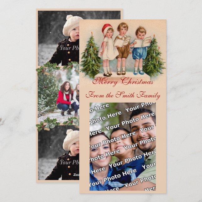 Caroling Kids Photo Card Julkort (Fram/baksida)