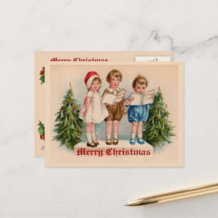 Caroling Kids Postcard Helg Vykort
