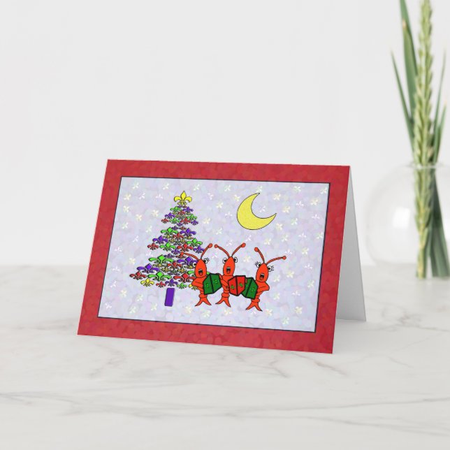 Caroling Kräftor Fleur de Lis Jul Helgkort (Framsida)