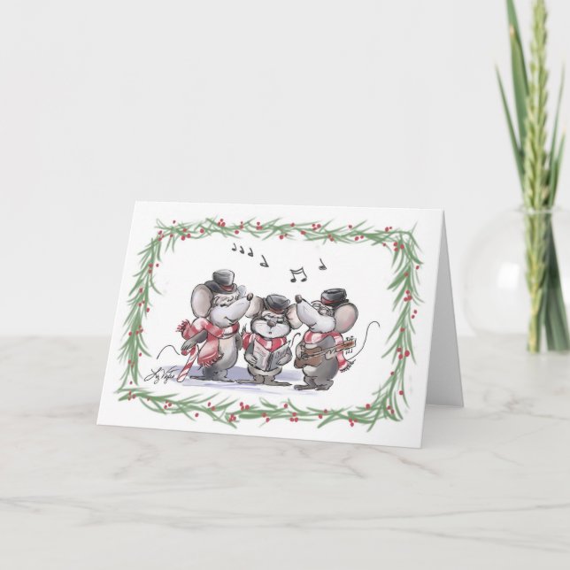 Caroling med Mic, Mac & Moe Card Helgkort (Framsida)