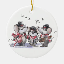 Caroling med Mic, Mac & Moe Round Ornament