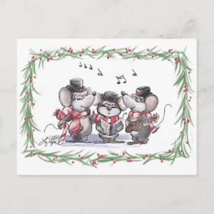 Caroling med Mic, Mac & Moe-vykort Vykort