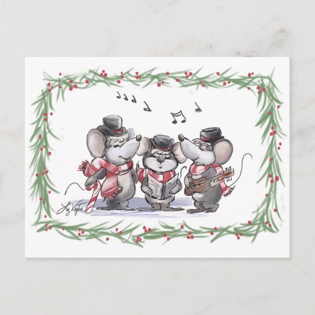Caroling med Mic, Mac & Moe-vykort Vykort (Framsida)