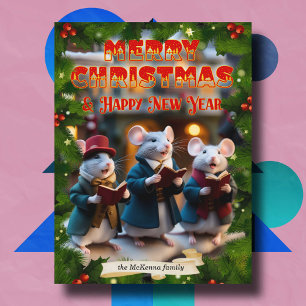 Caroling Mice Bible Verse Christian Anpassningsbar Julkort