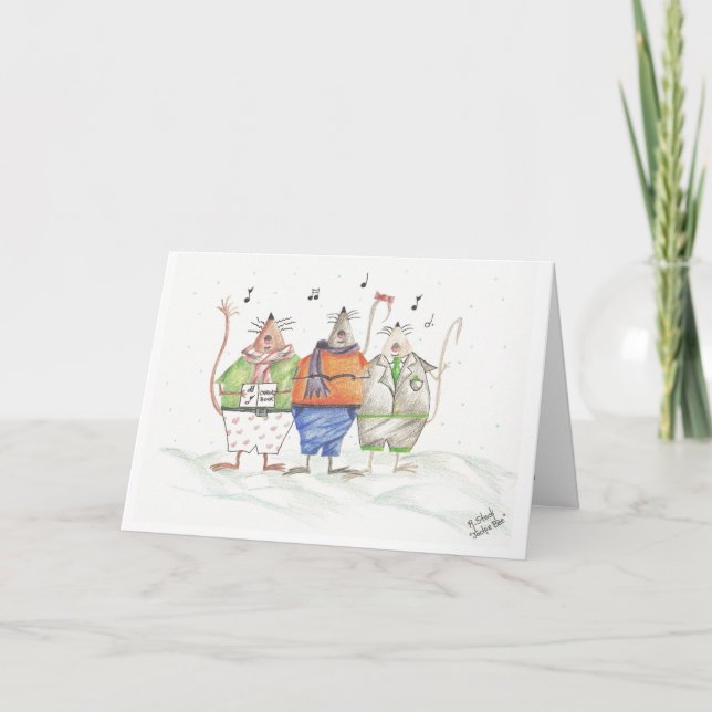 Caroling Mice Greeting Card Helgkort (Framsida)