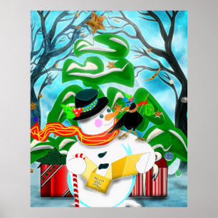 Caroling Snögubbe Wall/Door/Window Poster