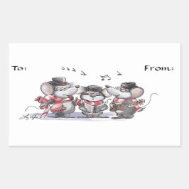 Caroling with Mic, Mac & Moe Gift Märkre Stickers Rektangulärt Klistermärke