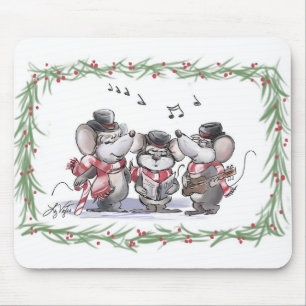 Caroling with Mic, Mac & Moe Mousepad Musmatta