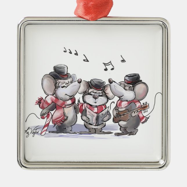 Caroling with Mic, Mac & Moe Square Ornament (Framsidan)