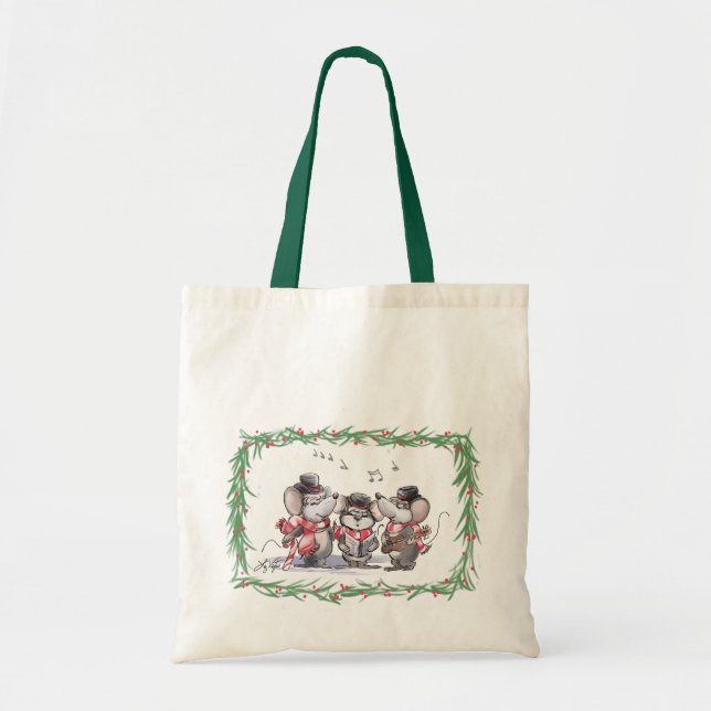 Caroling with Mic, Mac & Moe Tote Bag Tygkasse (Framsidan)