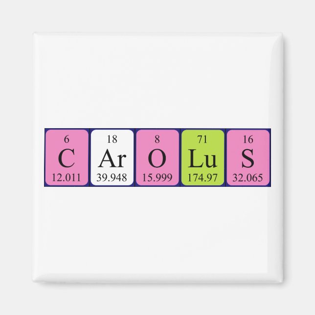 Carolus periodiskt bord namn magnet (Framsidan)
