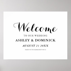 Carolyna Calligraphy Elegant Välkommen Bröllop Poster