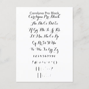 Carolyna Pro Black - Zazzle Font Sampler Lakan Vykort