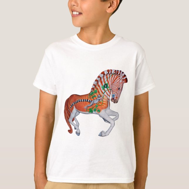 Carousel Animal Quagga Zebra Photo Barn T-shirt (Framsida)