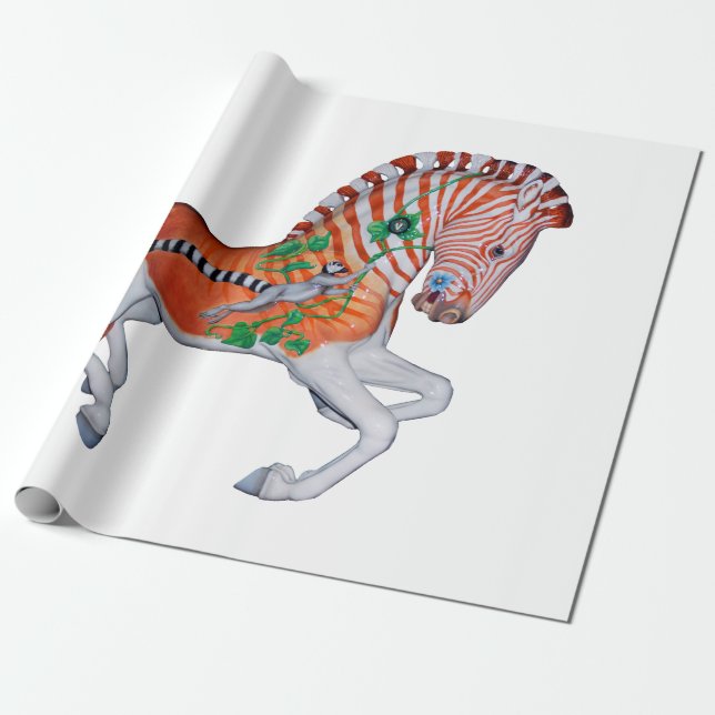 Carousel Animal Quagga Zebra Photo Gift-papper Presentpapper (Utrullad)