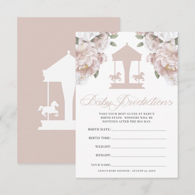 Carousel Baby Shower Guessing Game Inbjudningar (Fram/baksida)