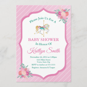 Carousel Baby Shower-inbjudan Merry Go Round Inbjudningar