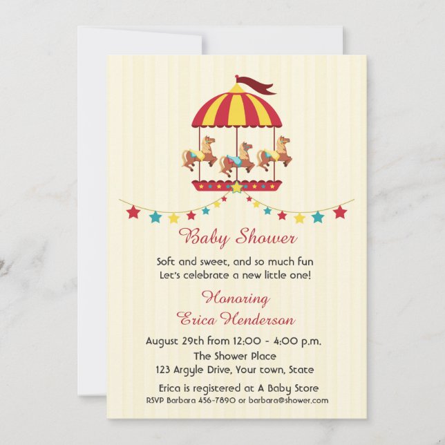 Carousel Baby Shower Inbjudningar (Framsida)