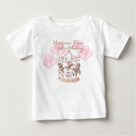 Carousel Ballons Unicorn 1s Girly Födelsedagsfest T Shirt