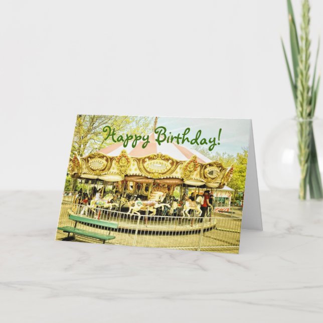 Carousel Birthday Greeting Card Kort (Framsida)