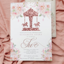 Carousel Blommigt Glitter andra födelsedag