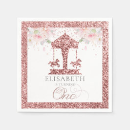 Carousel Blommigt Glitter Pappersservett