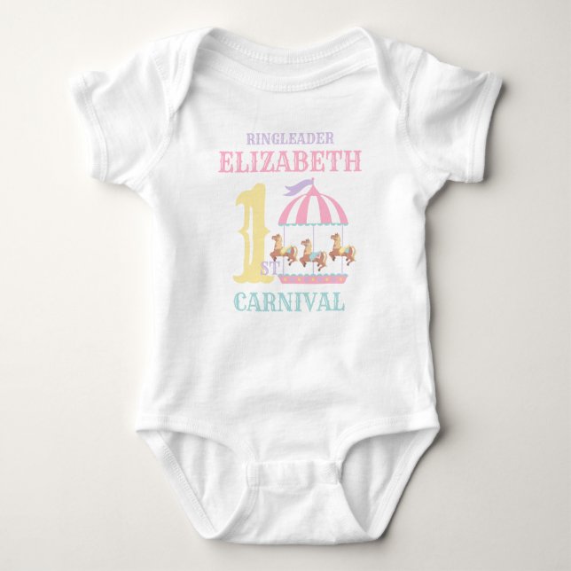 Carousel Circus Carnival Birthday Pastel T Shirt (Framsida)