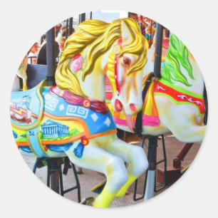 Carousel - Coney Island, NYC-klistermärke Runt Klistermärke
