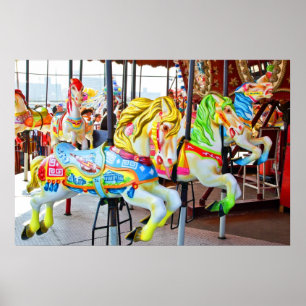 Carousel - Coney Island, NYC vykort Poster