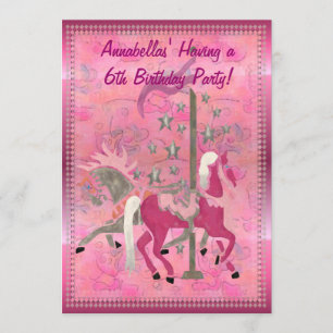 Carousel Dreams Anpassningsbar Girls Birthday-medd Inbjudningar