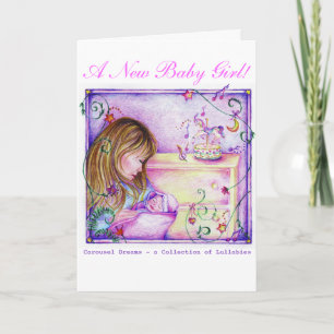 Carousel Dreams Nyfödd bebis Girl Greeting Card Kort