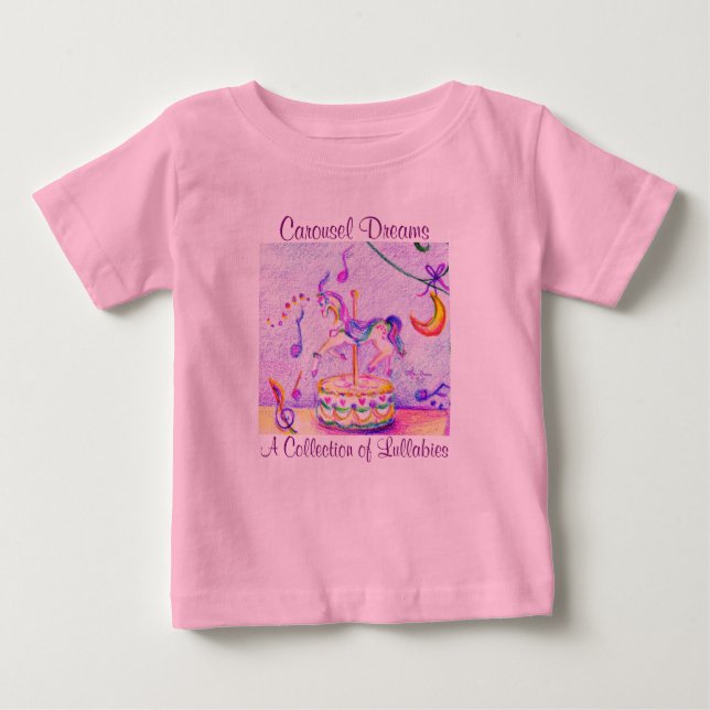 Carousel Dreams Rosa Baby Tutu-bodysuit T Shirt (Framsida)