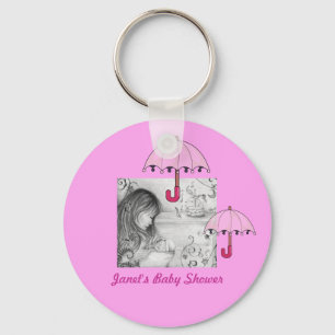 Carousel Dreams Rosa Umrella Button Keychain Nyckelring