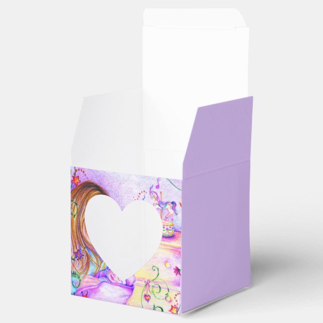 Carousel Dreams Square Heart Baby Favor Box Presentaskar (Öppnad)