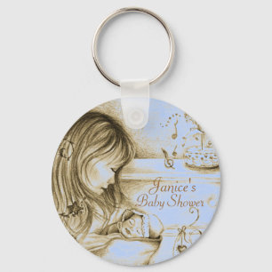 Carousel Dreams Vintage Blue Button Keychain Nyckelring