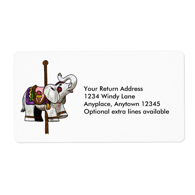 Carousel Elephant Label Fraktsedel (Framsidan)