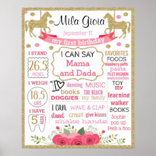 Carousel First Birthday chalkboard Poster