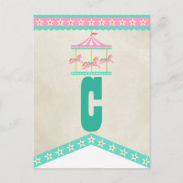 Carousel Födelsedagsfest Pennant Bunting Vykort