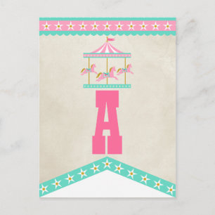 Carousel Födelsedagsfest Pennant Bunting Vykort
